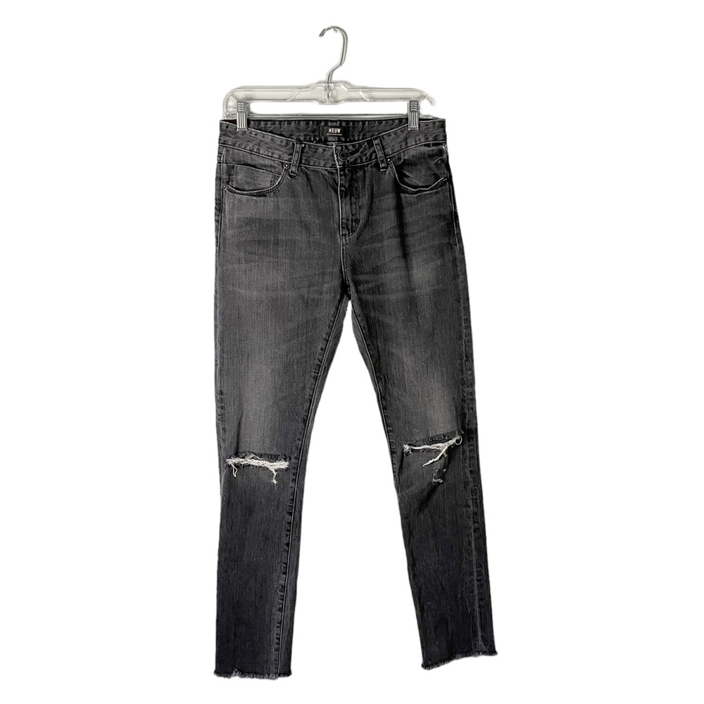 Neuw Distressed Raw Hem Sister Ray Designer Grey Wash Skinny Jeans Size 8R